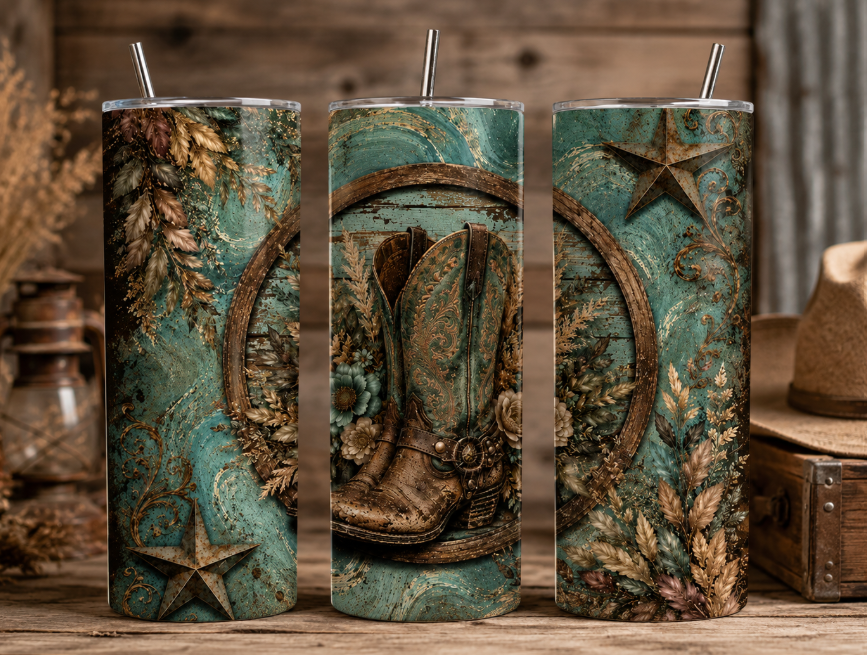 Teal Boots Tumbler
