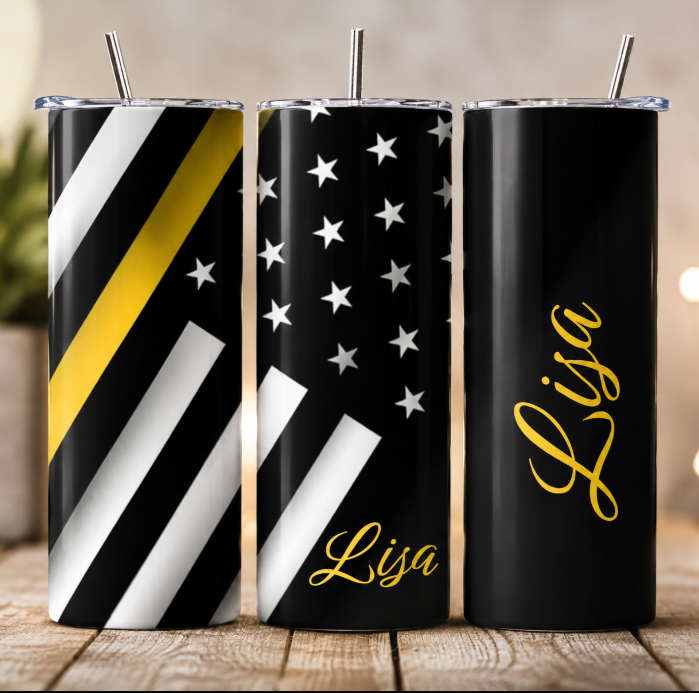 Thin Gold Line American Flag Skinny Tumbler